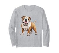Adorable Bulldog Breed Portrait for Dog Lovers Long Sleeve T-Shirt