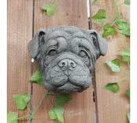 Adorable Bulldog Head Stone Wall Plaque