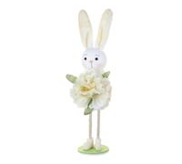 Adorable Bunny Figurine, Cute Spring Rabbit Statue, Small Standing Decoration with Floral Design, Resin Easter Ornament, Home Decor with Easy Placement, Indoor Accessories for Desk and Porch