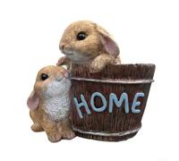 Adorable Bunny Flower Pot for Indoor Plants - Small Resin with Drainage for Succulent Herb Garden Home Office(Brown)