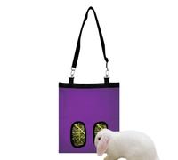 Adorable Bunny Hay Bag, 2-Hole Small Animal Feeder, 9.84x11.02x1.18 inches Pet Grass Organizer, 600D Oxford Fabric Food Container, Cage Storage for Chinchilla Hamster