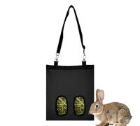 Adorable Bunny Hay Bag, 2-Hole Small Animal Feeder, 9.84x11.02x1.18 inches Pet Grass Organizer, 600D Oxford Fabric Food Container, Cage Storage for Chinchilla Hamster