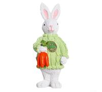 Adorable Bunny Table Decorations Resin Figurines to Enhance Your Easter Home and Party Ambiance (Green)