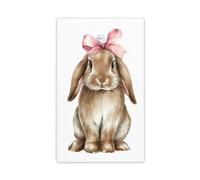 Adorable Bunny with A Pink Bow Single Toggle Blank Wall Plate Light Switch Cover Decorative 1 Gang for Kitchen Room Bathroom Size 11.4x7cm