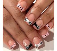 Adorable Cake Color Press Nails Featuring Curved Texture and Geometric Designs for Modern Design Brown Nails