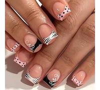 Adorable Cake Color Press Nails Featuring Curved Texture and Geometric Designs for Modern Design Brown Nails