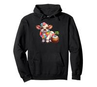 Adorable Calf Tropical Flowers Coconut Drink Pullover Hoodie