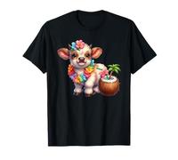 Adorable Calf Tropical Flowers Coconut Drink T-Shirt