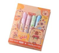 Adorable Capibara Markers | Pastel Fluorescent Markers Game | Beautiful Markings with Bevelled Tips, Learning Accessories for Students, Office, School, Writing, Drawing, Stationery