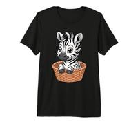 Adorable Cartoon Baby Zebra in Wicker Basket Premium T-Shirt