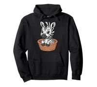 Adorable Cartoon Baby Zebra In Wicker Basket Pullover Hoodie