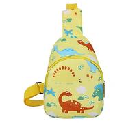 Adorable Cartoon Dinosaur Jelly Pattern Kids Chest Sling Bag For Kindergarten School Children Boys And Girls (Yellow, One Size)