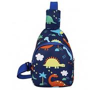 Adorable Cartoon Dinosaur Jelly Pattern Kids Chest Sling Bag For Kindergarten School Children Boys And Girls (Blue, One Size)