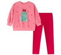 Adorable Cartoon Print Girls Long Sleeve Piece Outfit Set Cozy Winter Loungewear for Toddlers and Kids Gift Christmas 16 Year Old GirlsHalloween Outfit Toddler GirlToddler Santa CostumeBaby'S First