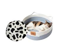 Adorable Cat Bed, Washable Cotton Basket, Rope Woven Kitten Bed with Soft Mat, Pet Sleeping Furniture with Comfortable Cushion, Indoor Cat Puppy Bunny Beds for All Seasons Home Use