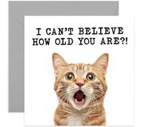 Adorable Cat Birthday Card for Him or Her - 'Can't Believe You're How Old' Humorous Birthday Card for Men Women - Funny Cat Birthday Card for Sister Brother Mum Dad - Hilarious Cat Birthday Gift