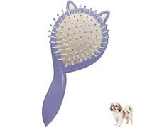 Adorable Cat Ear-Shaped Soft Bristle Air Cushion Dog Brush for Small Breeds - Ideal for Yorkie, Shih Tzu, Maltese, Pomeranian, Maltipoo - Gentle Grooming Tool, Puppy Essentials (Purple)