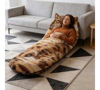 Adorable Cat Envelope Sleeping Bag for Adults,Large Fluffy Cat Sleeping Bag, Ultra Soft Plush Warm Blanket for Camping, Travel, Sleepovers and Home Lounging, Washable Slumber Bags 68.9" x 31.5" (C)