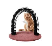 Adorable Cat Groomer Arch Brush, Compact Self-Grooming Shedding Tool with Bristle Massage Arch, Indoor Pet Scratching for Kittens Rabbits Cleaning and Hair Removal