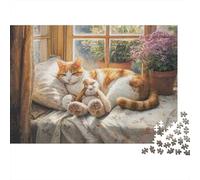 Adorable Cat Jigsaw Puzzle Educational Puzzle Game Suitable for Home Decoration Relatively Difficult 500pcs (52x38cm)