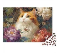 Adorable Cat Jigsaw Puzzle Educational Puzzle Game Suitable for Home Decoration Relatively Difficult 300pcs (40x28cm)