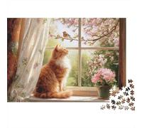 Adorable Cat Jigsaw Puzzle Fun Educational Game Suitable for All The Family High Difficulty But Not Boring 500pcs (52x38cm)