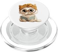 Adorable Cat Reading Book with Headwrap PopSockets PopGrip for MagSafe