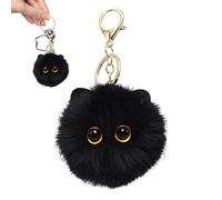 Adorable Cat-Shaped Plush Ball Keychain - Plush Doll Keychain Pendant Backpack Charm | Key Pendant Decor | Plushes Cat Ball Key Ring Ornament | Adorable Gadgets Girls Decoration for Traveling, Black