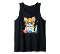 Adorable Cat With Glasses Chemist Kitten Science Fun Tank Top