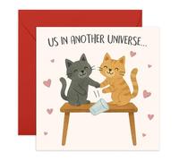 Adorable Cats Love Card - Us In Another Universe - Love Message for Partner Boyfriend Girlfriend Husband Wife Babe Bae Fur Parents Him Her - Anniversary or Valentines Day Card -Comes with Stickers