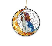 Adorable Cavalier King Charles Spaniel Ornament, Cavalier Dog Sitting On The Moon Suncatcher, Acrylic Crescent Moon Decor, Pet Ornament, Memorial Dogs Gifts, Dogs Lover Gifts, Gift for Dog Mom, Dad