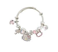 Adorable Charm Bracelet, Adjustable Stainless Steel Bangle. A Stylish Anime-Cartoon Accessory, This Silver Bracelet Makes The Gift for Kids, Girlfriends, Best Friends, or Sisters., M, Stainless Steel