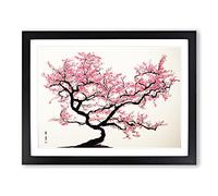 Adorable Cherry Blossom Tree H1022 WHT Framed Print for Living Room Bedroom Home Office Décor, Wall Art Picture Ready to Hang, Black A3 Frame (46 x 34 cm)