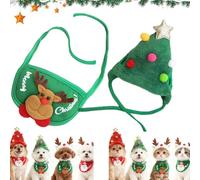 Adorable Christmas Tree Pom Pom Hat Adjustable Christmas Tree Hat Comfortable Soft Dogs & Cats For Festive Photos/Party(#02,M)