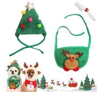 Adorable Christmas Tree Pom-Pom Hat, Adjustable Dog Christmas Hat, Dog Santa Hats, Cat Santa Trees Costume, Christma Trees Decoration, for Small Dogs Cats Pet Santas Gifts (A,S)