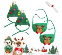 Adorable Christmas Tree Pom-Pom Hat, Adjustable Dog Christmas Hat, Dog Santa Hats, Cat Santa Trees Costume, Christma Trees Decoration, for Small Dogs Cats Pet Santas Gifts (2A,L)