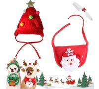 Adorable Christmas Tree Pom-Pom Hat, Adjustable Dog Christmas Hat, Dog Santa Hats, Cat Santa Trees Costume, Christma Trees Decoration, for Small Dogs Cats Pet Santas Gifts (B,L)