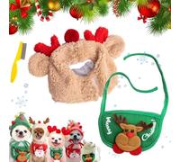 Adorable Christmas Tree Pom-Pom Hat,Celery Pets Dog Santa Hat, Celerypets Dog Christmas Hat, Funny Soft Pet Hat for Dogs, Christmas Green Velvet Headdress Hat for Dogs (Brown, S)