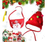 Adorable Christmas Tree Pom-Pom Hat,Celery Pets Dog Santa Hat, Celerypets Dog Christmas Hat, Funny Soft Pet Hat for Dogs, Christmas Green Velvet Headdress Hat for Dogs (Red, S)