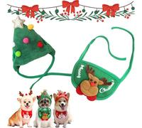 Adorable Christmas Tree Pom-Pom Hat,Christmas Tree Hat for Pets,Adjustable Straps,Comfortable Soft,Plush Headgear Accessories Costume,for Dogs Cat Pet Santa Gifts,Holiday,Gathering,Party (set8,Large)