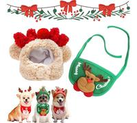 Adorable Christmas Tree Pom-Pom Hat,Christmas Tree Hat for Pets,Adjustable Straps,Comfortable Soft,Plush Headgear Accessories Costume,for Dogs Cat Pet Santa Gifts,Holiday,Gathering,Party (set6,Small)