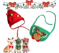 Adorable Christmas Tree Pom-Pom Hat,Christmas Tree Hat for Pets,Adjustable Straps,Comfortable Soft,Plush Headgear Accessories Costume,for Dogs Cat Pet Santa Gifts,Holiday,Gathering,Party (set7,Small)