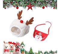 Adorable Christmas Tree Pom-Pom Hat, Dog Santa Hat, Christmas Tree Hats for Pets, Adjustable Cat Dog Santa Collar, Dogs and Cats Costumes (Style-C,Medium)