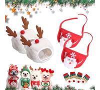 Adorable Christmas Tree Pom-Pom Hat for Dogs & Cats,Christmas Tree Costume,Funny Soft Pet Accessory,Plush Headgear and Bib for Dogs Accessories Costume (2pcs-d,Large)