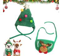 Adorable Christmas Tree Pom-Pom Hat for Dogs, Christmas Tree Hat for Dogs, Celerypets Dog Christmas Hat, Funny Soft Pet Hat for Dogs Christmas Party Plush Headgear Accessories (M(8.8-16.5 Lbs),Green)
