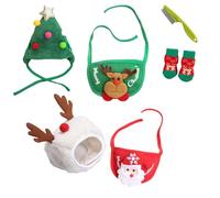 Adorable Christmas Tree Pom Pom Hat for Pets-Complete Set with Rudolph Reindeer Bib, Soft Breathable Fabric, 2 Sizes Adjustable Straps for Holiday Photos/Gatherings (2set-F,Small)