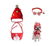 Adorable Christmas Tree Pom-Pom Hat, Funny Soft Pet Hat for Dogs Party Plush Headgear, Pet Christmas Hat, for Pets Dog Cat Xmas Costume Set (Red, S)