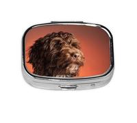Adorable Cockapoo Dog,Meta Pill Box 2 Compartment Medicine Case,Portable Organizer,Rectangle Meta Portable Organizer Pill Box 862 Compartment Medicine Case