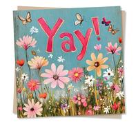 Adorable Congratulations Card For a loved One - Yay, Heartfelt, Butterfly, Flower - Success, Exams, Travel, Engagement, Wedding - For a Special Someone, Relative, Child, Grandchild, Daughter, Son