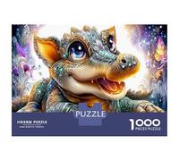 Adorable Croc Cub 1000 Pc Classic Jigsaw Puzzles for Adults Cognitive Development Logic Skill Recycled Cardboard Office Break Indoor Leisure Vivid Croc Portrait Puzzle 52x38cm/1000pcs